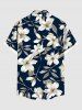 Plus Size Flowers Leaf Print Buttons Pocket Hawaii Shirt For Men -  