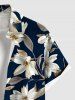 Plus Size Flowers Leaf Print Buttons Pocket Hawaii Shirt For Men -  