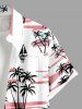 Plus Size Coconut Tree Sailboat Print Buttons Pocket Hawaii Shirt For Men -  