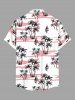 Plus Size Coconut Tree Sailboat Print Buttons Pocket Hawaii Shirt For Men -  