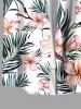 Chemise hawaïenne grande taille pour homme, à imprimé tropical floral et feuilles, boutons et poche. - Blanc L