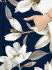 Robe mi-longue hawaïenne fendue à imprimé floral et feuilles grande taille - Bleu de Minuit S