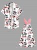Robe à bretelles croisées hawaïenne à imprimé de cocotiers et de voiliers, grande taille - Rose clair S
