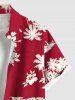 Plus Size Coconut Tree Hibiscus Flowers Print Buttons Pocket Hawaii Shirt For Men -  