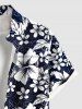 Plus Size Hibiscus Flowers Leaf Print Buttons Pocket Hawaii Shirt For Men -  