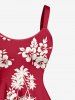 Robe débardeur hawaïenne grande taille imprimée cocotiers et hibiscus - Rouge 2X