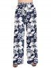 Plus Size Hibiscus Flowers Leaf Print Drawstring Hawaii Wide Leg Pants -  
