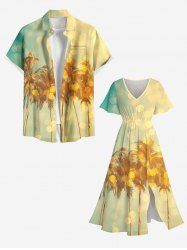 Coconut Tree Ombre Print Plus Size Matching Hawaii Beach Outfit For Couples -  