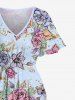 Rose Flower Print Plus Size Matching Hawaii Beach Outfit For Couples -  