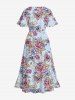 Rose Flower Print Plus Size Matching Hawaii Beach Outfit For Couples -  