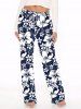 Hibiscus Flowers Leaf Print Plus Size Matching Hawaii Set -  