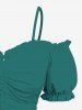 Flowers Leaf Tropical Print Plus Size Matching Hawaii Set -  
