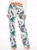 Flowers Leaf Tropical Print Plus Size Matching Hawaii Set -  