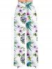 Flowers Leaf Tropical Print Plus Size Matching Hawaii Set -  