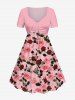Valentine's Day Rose Flower Leaf Print Plus Size Matching Outfit For Couples -  