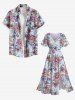 Plus Size Valentine's Day Rose Flower Print Split Midi Dress -  