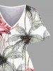 Robe midi trapèze grande taille à imprimé flamants roses et cocotiers, style hawaïen, avec poches fendues - Blanc XS