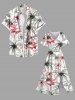 Robe midi trapèze grande taille à imprimé flamants roses et cocotiers, style hawaïen, avec poches fendues - Blanc XS