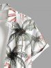 Chemise hawaïenne à boutons et poches, imprimé flamants roses et cocotiers, grandes tailles pour hommes - Blanc 3XL