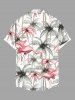 Chemise hawaïenne à boutons et poches, imprimé flamants roses et cocotiers, grandes tailles pour hommes - Blanc 3XL
