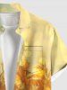 Chemise hawaïenne grande taille pour homme, imprimé ombré cocotier, boutons et poche. - Jaune 6XL