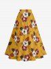 Jupe hawaïenne fendue à imprimé tropical et fleurs d'hibiscus grande taille - Jaune XS