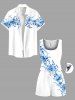 Combinaison hawaïenne grande taille à imprimé floral et feuilles, cintrée - Blanc L