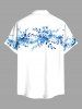 Chemise hawaïenne grande taille à imprimé floral et feuilles, boutons et poche pour homme - Blanc M