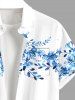 Chemise hawaïenne grande taille à imprimé floral et feuilles, boutons et poche pour homme - Blanc L