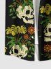 Plus Size Skulls Tropical Leaf Flowers Print Buttons Pocket Hawaii Shirt For Men -  
