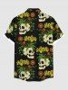 Plus Size Skulls Tropical Leaf Flowers Print Buttons Pocket Hawaii Shirt For Men -  