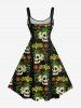 Robe débardeur hawaïenne grande taille à imprimé de crânes, feuilles tropicales et fleurs - Noir 3X