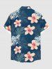 Plus Size Hibiscus Flower Tropical Leaf Print Buttons Pocket Hawaii Shirt For Men -  
