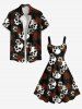 Robe débardeur grande taille à imprimé têtes de mort et fleurs - Noir XXS