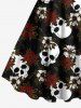 Robe débardeur grande taille à imprimé têtes de mort et fleurs - Noir XXS