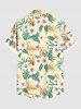 Chemise hawaïenne grande taille pour homme, à imprimé floral tropical et feuilles d'hibiscus, boutons et poche. - Jaune L