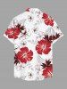 Plus Size Hibiscus Flower Print Buttons Pocket Hawaii Shirt For Men -  