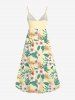 Robe cache-cœur hawaïenne à imprimé de feuilles tropicales et fleurs d'hibiscus, grande taille - Beige M