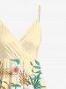 Robe cache-cœur hawaïenne à imprimé de feuilles tropicales et fleurs d'hibiscus, grande taille - Beige L