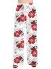 Plus Size Hibiscus Flower Print Drawstring Hawaii Wide Leg Pants -  
