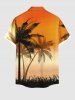 Chemise hawaïenne à poches boutons, imprimé ombré de cocotiers et d'herbe, grande taille, pour hommes - Orange L