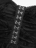 Gothic Plus Size Lily Flowers Flocking Lace Trim Ruched Asymmetrical Tank Dress -  