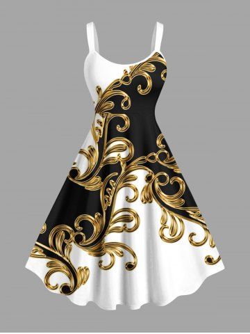 Robe débardeur imprimée à motifs floraux colorblock grande taille - WHITE - M