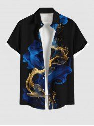 Chemise hawaïenne à imprimé ruban en mousseline fumée grande taille pour homme - Noir L