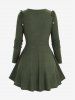 Solid Color Cinched Twisted Sweater and Pintuck Buckle Waist Wide Leg Pants Plus Size Outfit -  