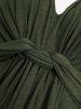 Solid Color Cinched Twisted Sweater and Pintuck Buckle Waist Wide Leg Pants Plus Size Outfit -  