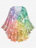 Galaxy Ombre Colorblock Sparkling Sequin Glitter 3D Print Plus Size Matching Set -  