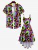 Colorful Tie Dye Graffiti Painting Splatter Printed Plus Size Matching Hawaii Beach Outfit For Couples -  