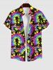 Colorful Tie Dye Graffiti Painting Splatter Printed Plus Size Matching Hawaii Beach Outfit For Couples -  