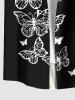 Plus Size Butterfly Print Buttons Pocket Hawaii Shirt For Men -  